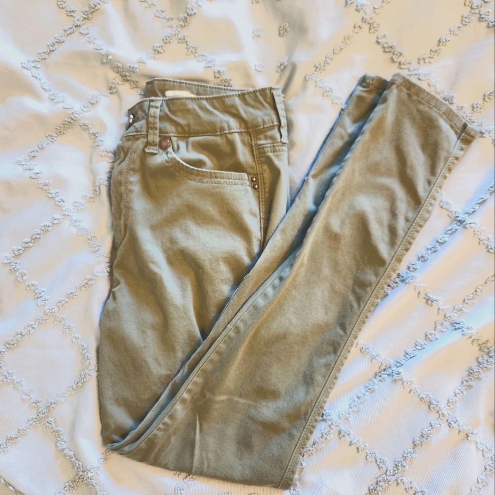 Olive Green Seven7 Straight-legged Jeans